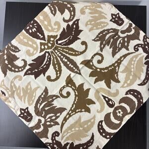 6 Crate & Barrel ASTORIA PRINT NAPKINS Paisley Leaf Natural Brown Creamy Tan 21"